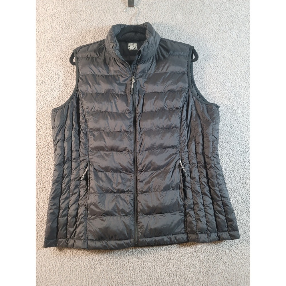 32 Degrees Heat Mens XL Black Lightweight Quilted Puffer Vest Full Zip CR-1109